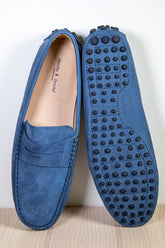 BONIFACIO – Mocassins Bride Nubuck – Homme – Bleu azur